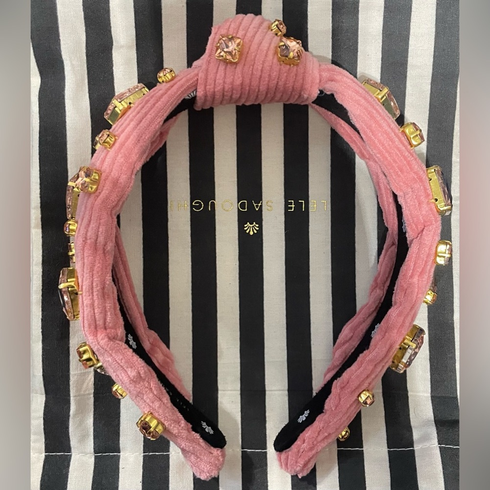 Lele Sadoughi Crystal Corduroy Slim Knotted Headband
